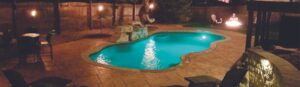 Narellan Pools Encore Fiberglass Swimming Pool under lights