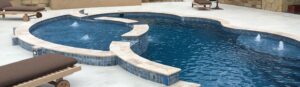 Narellan Pools Resolute Fiberglass Swimming Pool and Resolute Splash-Deck with waterline tiles